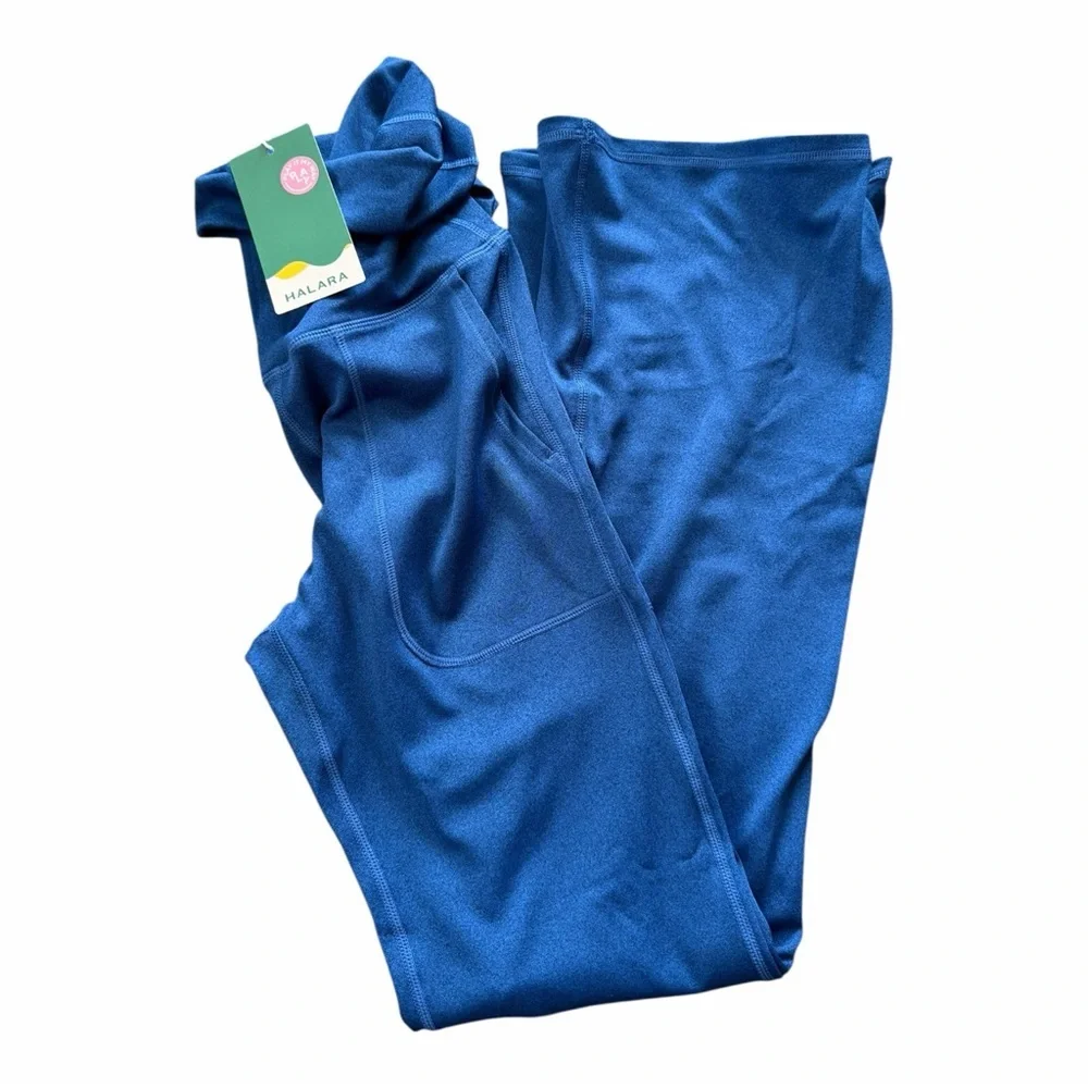 Halara Blue Super High Waistband Foldover Pocket Full Length Flare Leggings XS